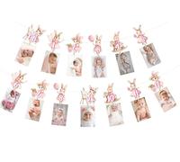 Bannière photo « Some Bunny is One » - Robe rose - Lapin mignon Newbron à 12 mois - Décoration de 1er anniversaire pour fille - Fournitures de fête d'anniversaire