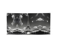 Bannière polyvalente imprimée Tour Eiffel et nuage de Paris - Drapeaux pour événements, décorations de fête d'anniversaire