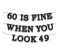 Bannière pour 60e anniversaire, « Quand on en paraît 49 », décorations de fête scintillantes, décoration murale pailletée pré-assemblée pour hommes et femmes, lettres de 15 cm pour une fête