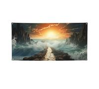 Bannière pour intérieur et extérieur - Bannière personnalisée pour allée maritime divisée - Panneaux de fête réutilisables - Panneau vierge en polyester 300D - Bannière de décoration pour fête