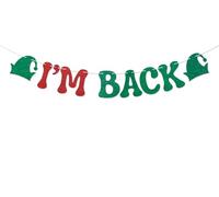 Bannière pré-enfilée « I'm Back » « OMG Santa I Know Him/Merry Christmas » - Feliz Navidad - Décorations de fête de Noël - Rouge et vert pailleté
