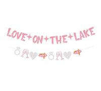 Bannière pré-enfilée « Love on the Lake » - Bannière décorative pour enterrement de vie de jeune fille, camping au bord du lac Tahoe, décoration de fête d'enterrement de vie de jeune fille, pour