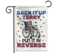 Bannière Recule Terry 4 juillet Américain Toutes les saisons 30x45cm | Drapeau De Jardin drôle Drapeau pour Festival Décoration Jardin Porche