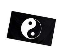 Bannière Religieuse Résistante Yin Yang Noir, en Polyester | Suspendre Pratique, Design Religieux, pour Temple et Fête D'halloween, Décor Créatif
