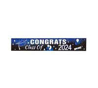 Bannière Remise de Diplôme 300cm en Toile Polyester Bleue | Réutilisable, Résistante à Déchirure, Décor pour Diplômés Lycée et Doctorat