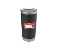 Bannière rétro rouge « I'm Single » | Statut de relation drôle Gobelet isotherme en acier inoxydable double paroi