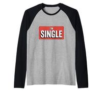 Bannière rétro Rouge « I'm Single » | Statut de Relation drôle Manche Raglan