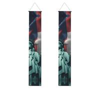 Bannière réutilisable avec drapeau imprimé statue de la Liberté pour remise de diplôme Système de suspension facile 2025