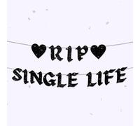 Bannière Rip Single Life, 2,44 m Bannière à Paillettes pour Enterrement de Vie de Jeune Fille Guirlande de Fête de Mariage pour Enterrement de Vie de Jeune Fille, Aucun Bricolage Requis