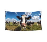 Bannière robuste imprimée vaches - 177,8 x 88,9 cm - Bannière de fête de vacances de Noël - 180 x 90 cm