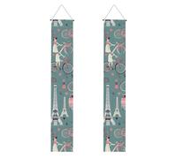 Bannière romantique de porche imprimée Tour Eiffel de Paris, bannière extérieure, décorations de Thanksgiving, pour toutes les célébrations