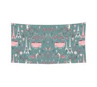 Bannière romantique Paris Tour Eiffel Bycicle Imprimée Noël Vacances Décoration d'intérieur ou d'extérieur pour fête, porche, bar, toile de fond festive à suspendre