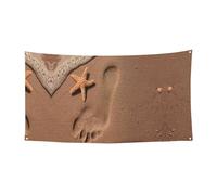 Bannière romantique pour anniversaire de plage, bannière de fond de vacances (90 cm x 180 cm), adaptée pour la décoration de la cour, tissu mural de fond exquis.