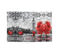 Bannière rouge de Londres Street Holiday - Décorations de fête imprimées adaptées pour les fêtes de vacances et les cérémonies - 180,3 x 119,4 cm