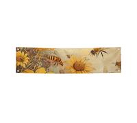 Bannière rurale à suspendre imprimée abeilles et fleurs pour Halloween, Noël, 30 x 120 cm, toile de fond pour photographie, tapisserie murale pour toile de fond d'anniversaire, décoration d'événement