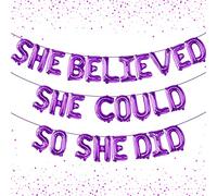 Bannière « She Believed She Could So She Did » - Bannière de remise de diplôme - Décorations de fête de remise de diplôme - Décorations de remise de diplôme - Violet