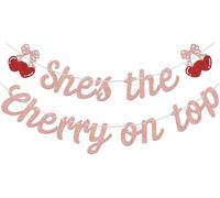 Bannière « She's the Cherry on top », décorations de fête prénatale, or rose et rouge