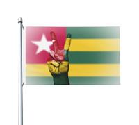 Bannière Signe De Paix Du Togo Œillets En Laiton Dans Drapeau Couleur Vive Drapeau Pirate Pour Événements Sportifs L'Extérieur Bar 3X5Ft