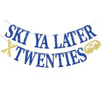 Bannière « Ski Ya Later Twenties » - Décorations de fête d'anniversaire « Apres Ski » - Années 20 - 30 ans - Bleu pailleté