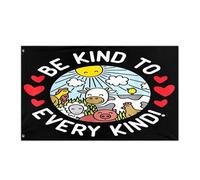 Bannière Soyez Gentil Avec Tous Les Animaux Droits Des Animaux Végétalien Végétarien Couture Double Face Flag Coutures Doubles Garden Flag Pour Célébrations Four Seasons L'Extérieur 3X5Ft