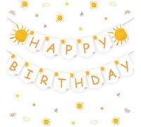 Bannière Sun Happy Birthday - Décorations d'anniversaire « Voyage autour du soleil », bannière d'anniversaire pour garçons et filles, thème de l'espace pour 1er 2e 3e anniversaire