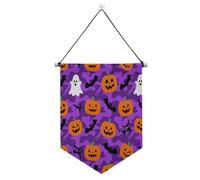 Bannière suspendue de citrouille camouflage violet d'Halloween avec barre télescopique pour décoration de patio en plein air Dernière intervention pour bureau, école, salle de classe, chambre