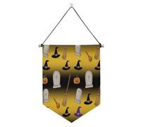 Bannière suspendue sorcière citrouille orange Halloween avec barre télescopique de porte bannières décoration extérieure dernière intervention pour festival et jour spécial fournitures de fête