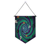 Bannière suspendue violette d'horreur d'Halloween avec barre télescopique pour patio, décoration de patio en plein air Dernière intervention pour bureau, école, salle de classe, chambre à coucher