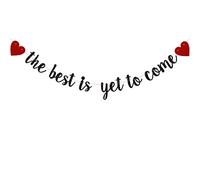 Bannière « The Best is Yet to Come », pré-enfilée, aucun assemblage nécessaire, décorations de fête en papier pailleté noir pour fête prénatale, remise de diplôme, enterrement de vie de jeune fille, fête prénuptiale, mariage, annonce de grossesse, lettres noires, ABCpartyland