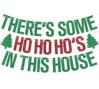 Bannière « There's Some Ho Ho Ho's in This House », Santa Please Stop Here, Merry Christmas/Happy Holiday/Drink up/Festival