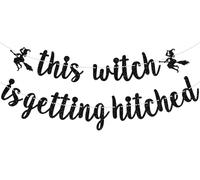 Bannière « This Witch is Getting Hitched », Boocheloretee/Till Death Do Us Party, Halloween, enterrement de vie de jeune fille, anniversaire de mariage, décorations de fête