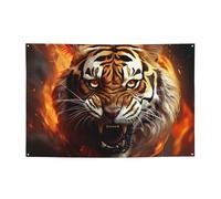 Bannière Tigre Flames féroces Décoration de Fête Drapeau Fête Anniversaire Photographie Fond Bannières et Signes Décoration Murale Drapeaux Party Supplies Favors 180 x 119 cm