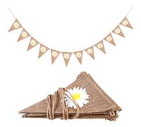 Bannière triangulaire de fleurs - Décoration de célébration pour fiançailles nuptiale | Drapeaux en tissu de lin avec motif marguerite, guirlande de fête rustique pour lieu de mariage, espace scolaire