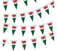 Bannière triangulaire galloise de 10 m - Drapeau de la St Georges - Pour la fête de l'Euro Cricket, rugby, Coupe du monde de football, événements sportifs, décoration de rue.