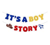 Bannière « Two Infinity and Beyond » pour 2e anniversaire - Décorations de fête d'anniversaire inspirées des jouets pour enfants - Bannière pour 2e anniversaire - Bleu doré et rouge