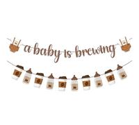 Bannière Un Bébé Arrive Ensemble, Pré-Assemblé Décoration de Baby Shower sur le Thème du Café pour une Fête de Révélation du Sexe Décoration Murale Chambre d'Enfant