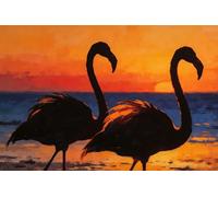 Bannière Un couple tropical de flamants Roses d'été s'embrassent lors