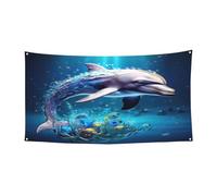 Bannière unique 3D avec imprimé dauphin pour fête de carnaval, intérieur ou extérieur, anniversaire, mariage, vacances