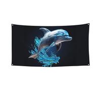 Bannière unique avec imprimé dauphin 3D sur une face pour anniversaire, mariage, décorations de vacances