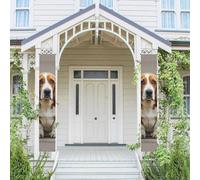 Bannière verticale à suspendre pour porte de basset hound - Panneau de porte d'entrée - Bannière de fête - Bannière de fête saisonnière pour extérieur, vacances, mariage, cour, décoration murale