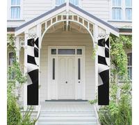 Bannière verticale à suspendre pour porte d'entrée - Bannière noire et blanche - Motif à carreaux - Bannière de fête - Pour extérieur, vacances, mariage, cour, décoration de ferme, toile de fond