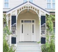 Bannière verticale à suspendre pour porte d'entrée Motif léopard des neiges aux yeux bleus Bannière de fête pour extérieur saisonnier vacances mariage cour décor ferme intérieur toile de fond
