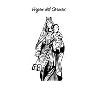 bannière verticale de la Virgen del Carmen dessinée à la main Décorations murales en vinyle 48x103.7cm Étanche Noir