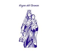 bannière verticale de la Virgen del Carmen dessinée à la main Stickers lettrage 42x90.7cm Décoration de carrosserie Bleu foncé