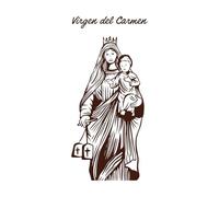 bannière verticale de la Virgen del Carmen dessinée à la main Stickers lettrage 48x103.7cm Fourni avec un kit de film de transfert Café