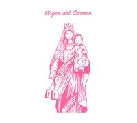 bannière verticale de la Virgen del Carmen dessinée à la main Stickers lettrage 48x103.7cm Stickers pour vitres Rose
