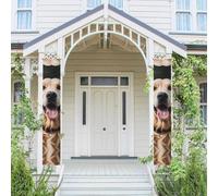Bannière verticale de porche à suspendre - Bannière amusante Golden Retriever - Panneau de porte d'entrée à suspendre - Bannière de fête extérieure saisonnière pour mariage, cour - Décoration murale