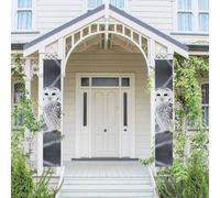 Bannière verticale de porche à suspendre - Bannière d'hiver blanche - Hibou blanc - Panneau de porte d'entrée à suspendre - Bannière de fête extérieure saisonnière pour mariage, cour - Décoration