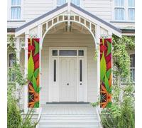 Bannière verticale de porche à suspendre - Bannière multicolore - Motif feuilles de mauvaises herbes - Décoration murale d'intérieur