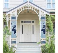 Bannière verticale de porche à suspendre - Carte bleue du monde - Panneau de porche à suspendre - Bannière de fête pour extérieur - Vacances saisonnières - Mariage - Décoration de cour - Toile de fond